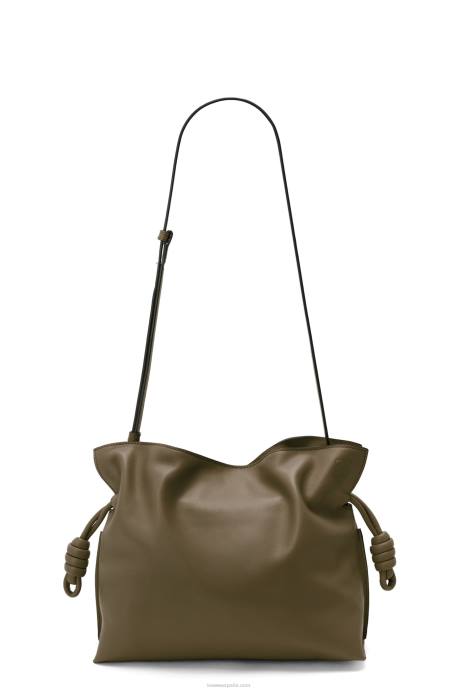Loewe mujer bolso de mano flamenco de piel de becerro napa LP64359 verde caqui oscuro
