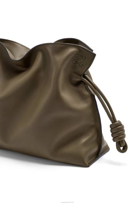 Loewe mujer bolso de mano flamenco de piel de becerro napa LP64359 verde caqui oscuro