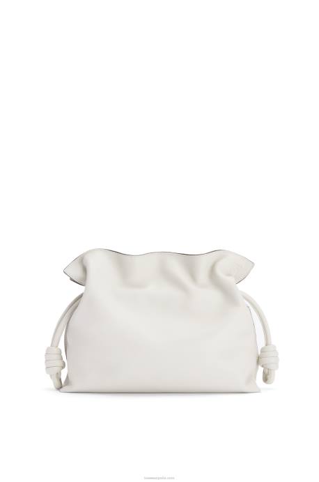 Loewe mujer bolso de mano flamenco de piel de becerro napa LP64390 blanco suave