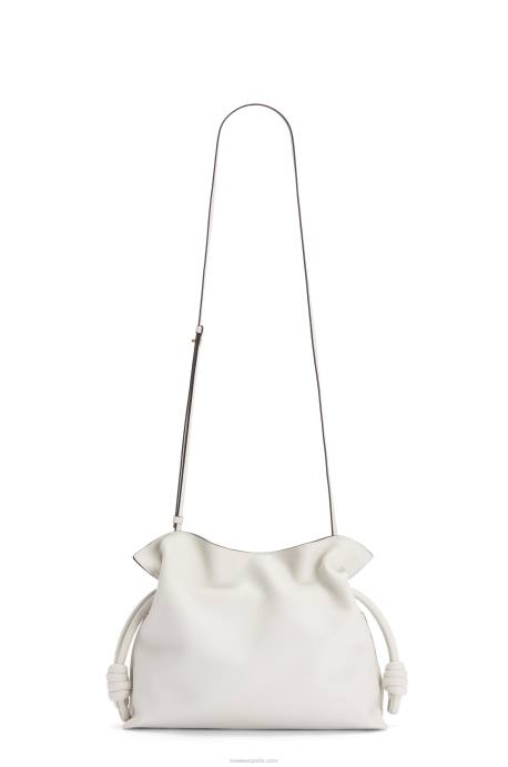 Loewe mujer bolso de mano flamenco de piel de becerro napa LP64390 blanco suave