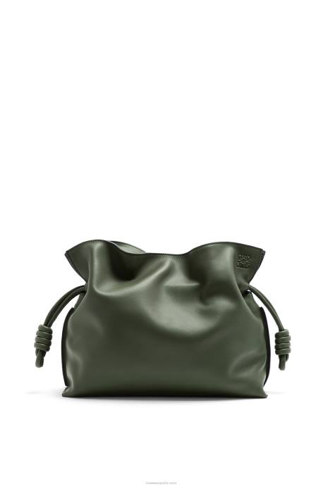 Loewe mujer bolso de mano flamenco de piel de becerro napa LP64428 caqui de la vendimia