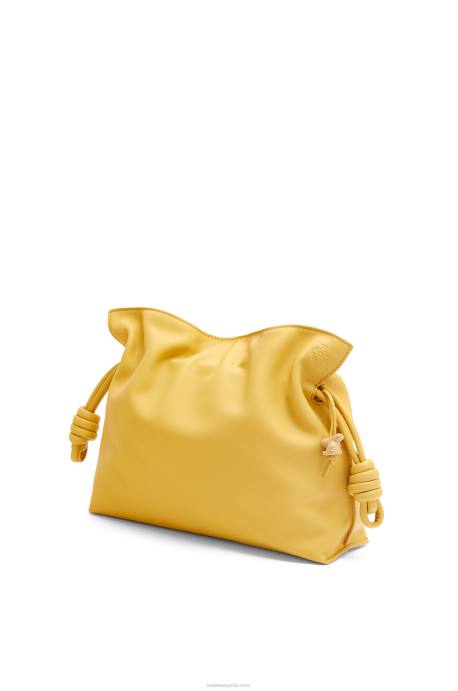 Loewe mujer bolso de mano flamenco de piel de becerro napa LP64448 glaseado amarillo pálido
