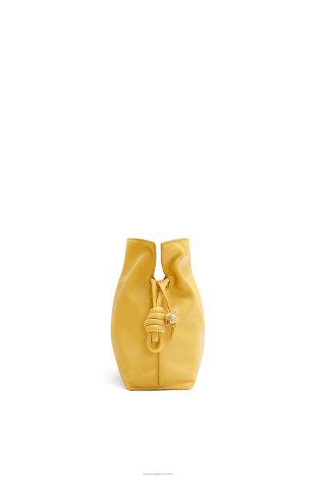 Loewe mujer bolso de mano flamenco de piel de becerro napa LP64448 glaseado amarillo pálido
