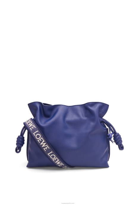 Loewe mujer bolso de mano flamenco de piel de becerro napa LP64529 glaseado de color morado oscuro