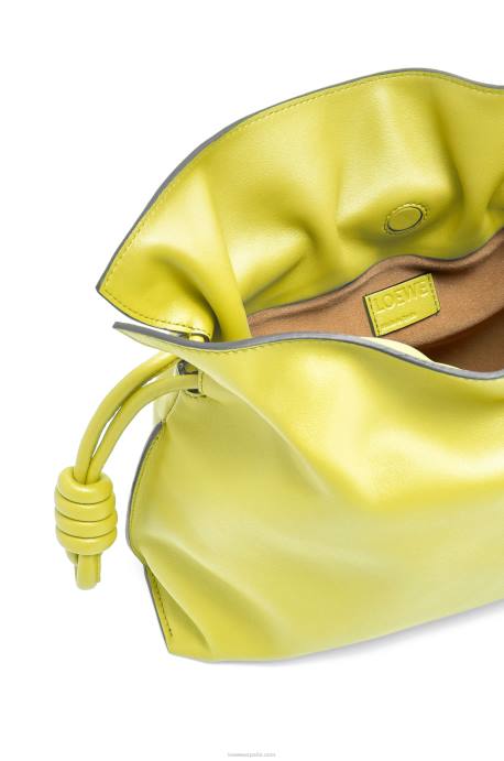 Loewe mujer bolso de mano flamenco de piel de becerro napa LP64608 amarillo lima