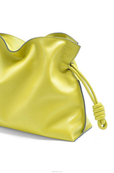 Loewe mujer bolso de mano flamenco de piel de becerro napa LP64608 amarillo lima