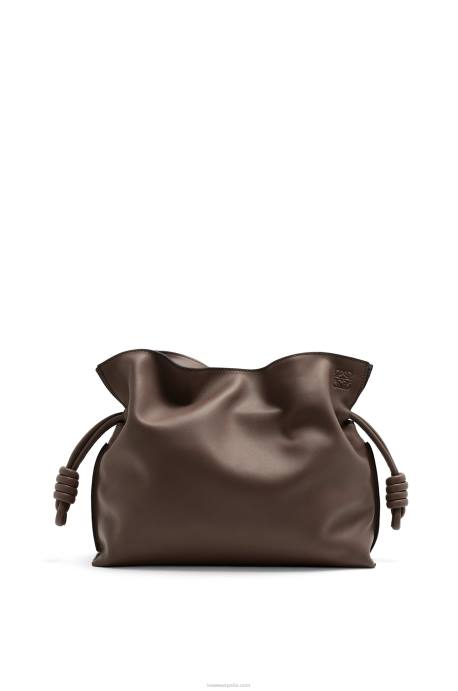 Loewe mujer bolso de mano flamenco de piel de becerro napa LP64623 chocolate