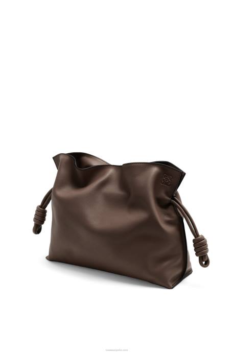 Loewe mujer bolso de mano flamenco de piel de becerro napa LP64623 chocolate