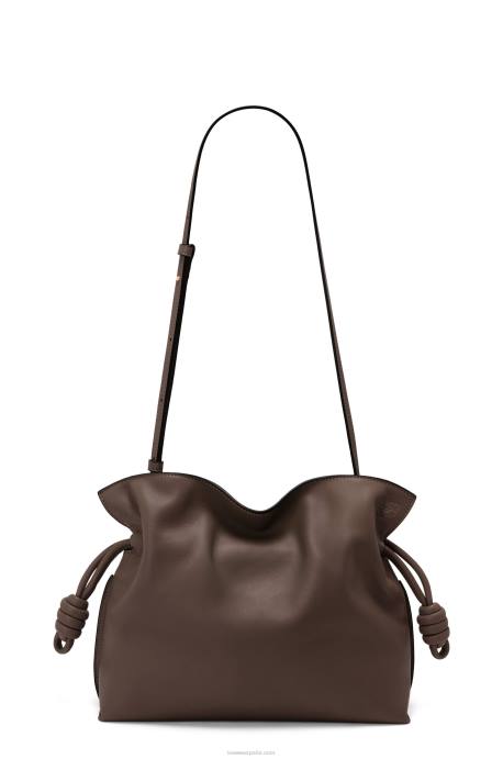 Loewe mujer bolso de mano flamenco de piel de becerro napa LP64623 chocolate