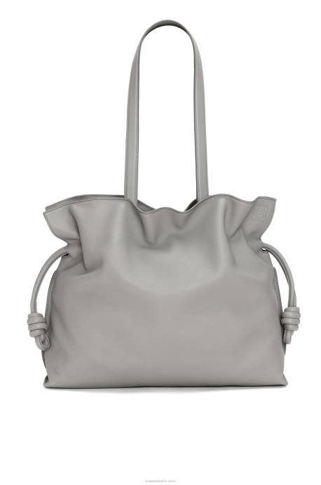 Loewe mujer bolso de mano flamenco grande de piel de becerro napa LP64189 Perla gris