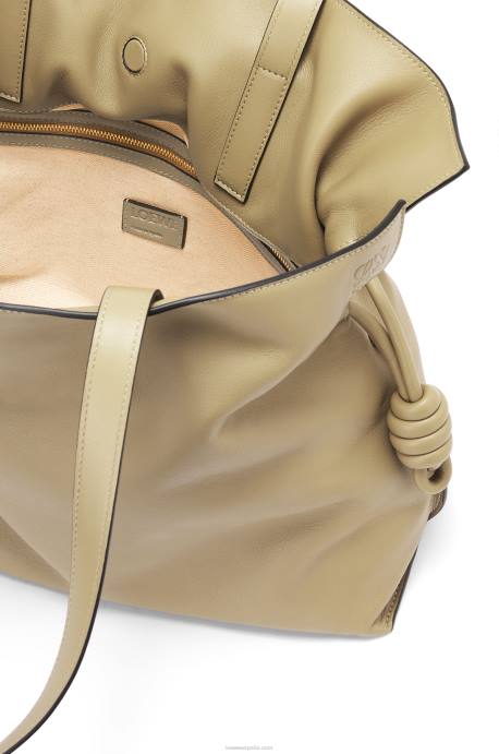 Loewe mujer bolso de mano flamenco grande de piel de becerro napa LP64423 arcilla verde