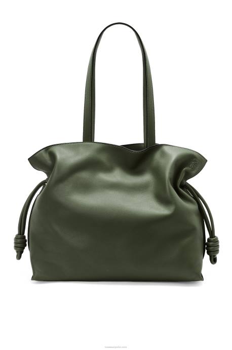 Loewe mujer bolso de mano flamenco grande de piel de becerro napa LP64429 caqui de la vendimia