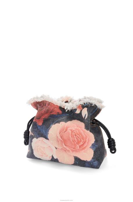 Loewe mujer bolso de mano flamenco rosas en denim LP64389 negro