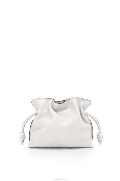 Loewe mujer bolso de mano mini flamenco de piel de becerro napa LP64207 blanco suave