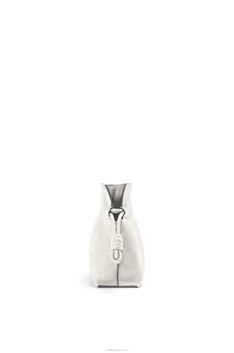 Loewe mujer bolso de mano mini flamenco de piel de becerro napa LP64207 blanco suave