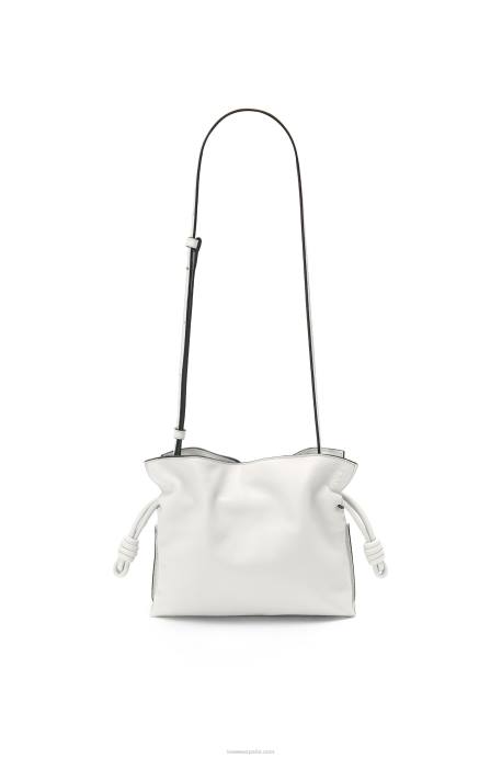Loewe mujer bolso de mano mini flamenco de piel de becerro napa LP64207 blanco suave