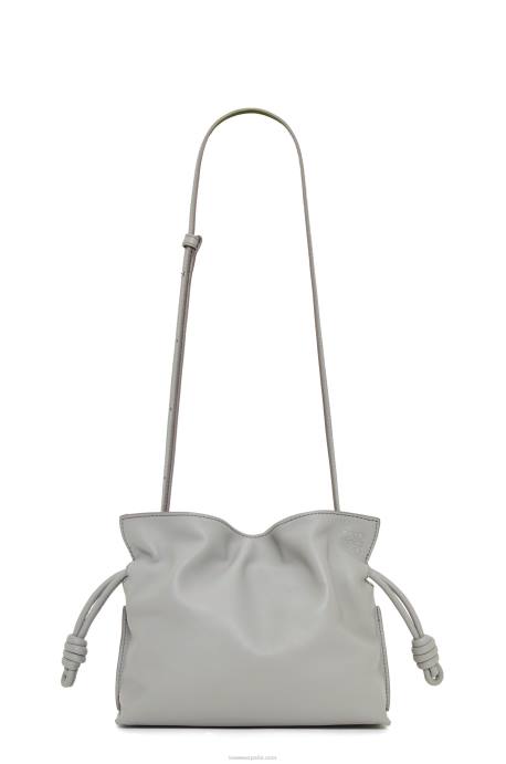 Loewe mujer bolso de mano mini flamenco de piel de becerro napa LP64328 Perla gris