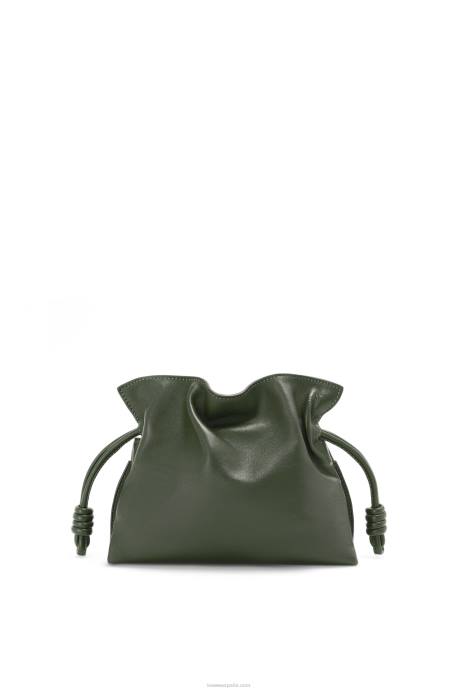 Loewe mujer bolso de mano mini flamenco de piel de becerro napa LP64553 caqui de la vendimia