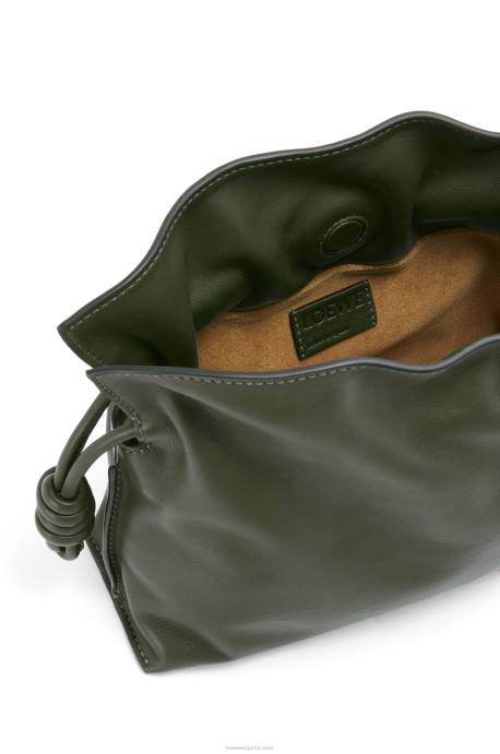 Loewe mujer bolso de mano mini flamenco de piel de becerro napa LP64553 caqui de la vendimia