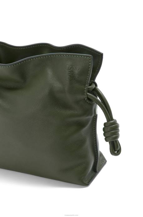Loewe mujer bolso de mano mini flamenco de piel de becerro napa LP64553 caqui de la vendimia