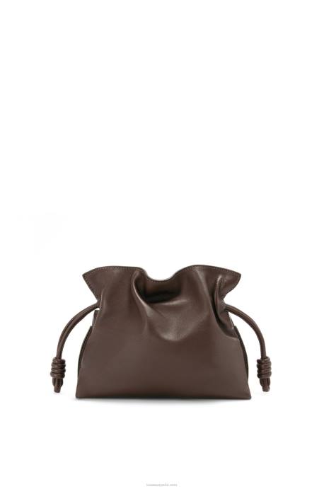 Loewe mujer bolso de mano mini flamenco de piel de becerro napa LP64555 chocolate