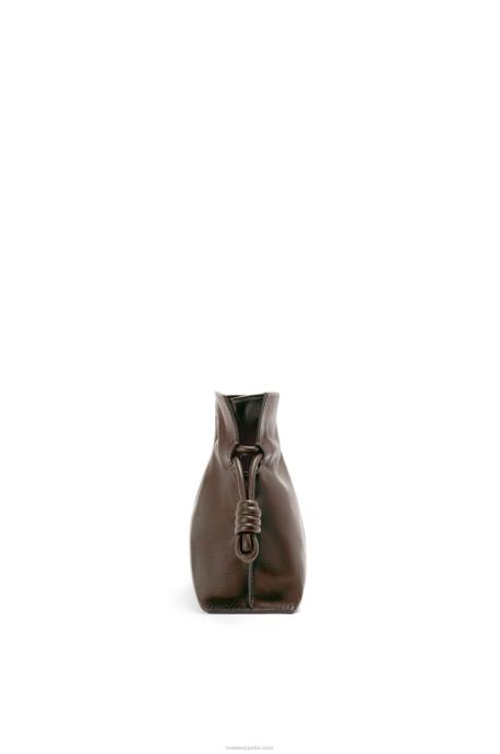 Loewe mujer bolso de mano mini flamenco de piel de becerro napa LP64555 chocolate