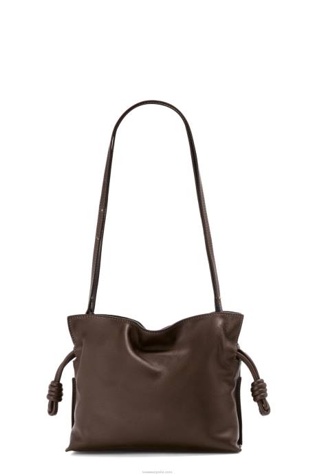 Loewe mujer bolso de mano mini flamenco de piel de becerro napa LP64555 chocolate