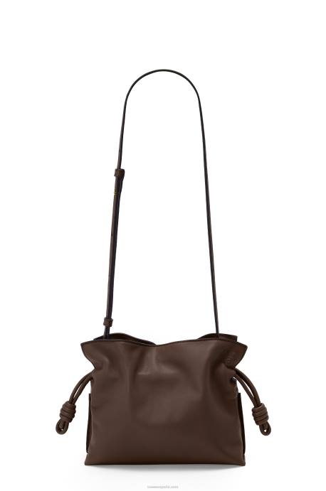 Loewe mujer bolso de mano mini flamenco de piel de becerro napa LP64555 chocolate