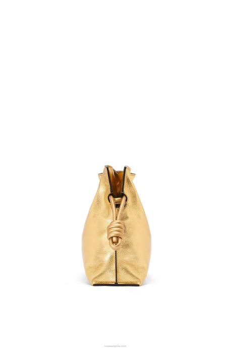 Loewe mujer bolso de mano mini flamenco de piel de becerro napa con cadena LP64333 oro