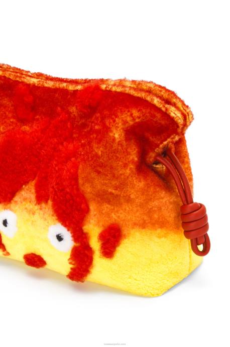 Loewe mujer clutch de flamenca calcifer en borrego LP64443 rojo