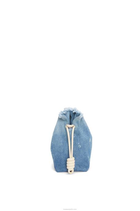 Loewe mujer clutch flamenco en denim LP64534 azul claro/marfil