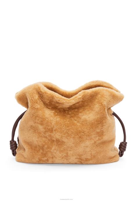 Loewe mujer clutch flamenco xl en borrego LP64466 beige/chocolate