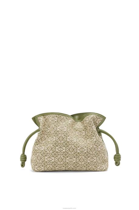 Loewe mujer mini clutch de flamenca en jacquard anagrama y piel bovina LP64291 verde/verde aguacate