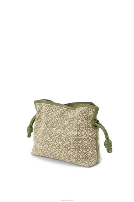 Loewe mujer mini clutch de flamenca en jacquard anagrama y piel bovina LP64291 verde/verde aguacate