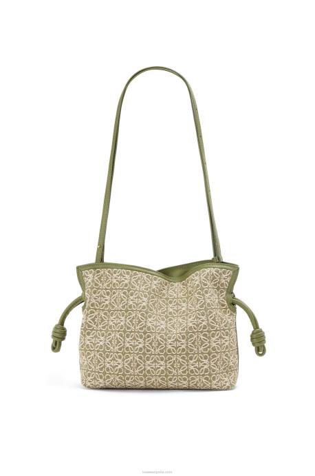 Loewe mujer mini clutch de flamenca en jacquard anagrama y piel bovina LP64291 verde/verde aguacate