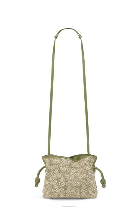 Loewe mujer mini clutch de flamenca en jacquard anagrama y piel bovina LP64291 verde/verde aguacate