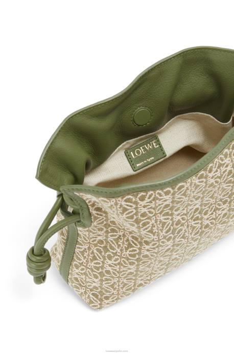 Loewe mujer mini clutch de flamenca en jacquard anagrama y piel bovina LP64291 verde/verde aguacate