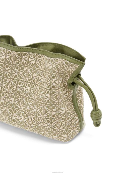 Loewe mujer mini clutch de flamenca en jacquard anagrama y piel bovina LP64291 verde/verde aguacate
