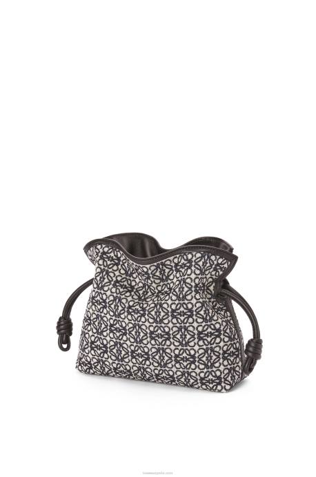 Loewe mujer mini clutch de flamenca en jacquard anagrama y piel bovina LP64292 azul marino/negro