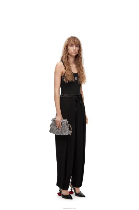 Loewe mujer mini clutch flamenca en tejido lurex LP64561 plata