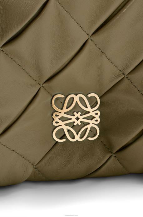 Loewe mujer Puffer goya de piel de cordero napa brillante plisada LP64382 verde caqui oscuro