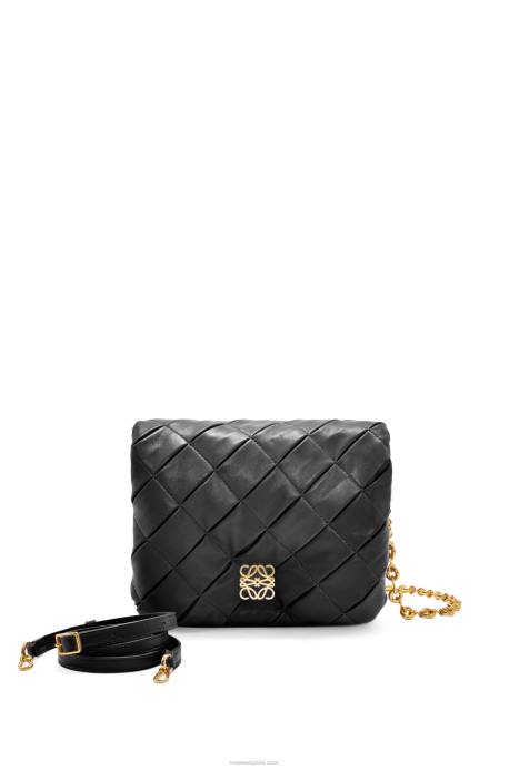 Loewe mujer Puffer goya de piel de cordero napa brillante plisada LP64384 negro