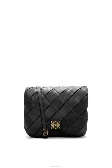 Loewe mujer Puffer goya de piel de cordero napa brillante plisada LP64384 negro