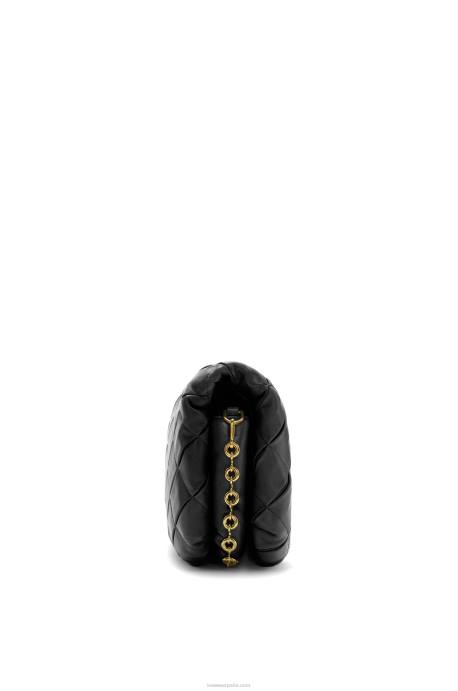 Loewe mujer Puffer goya de piel de cordero napa brillante plisada LP64384 negro