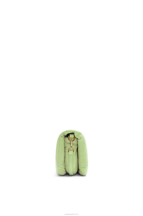 Loewe mujer bolso goya mini puffer de piel de cordero napa brillante LP64247 verde pálido claro