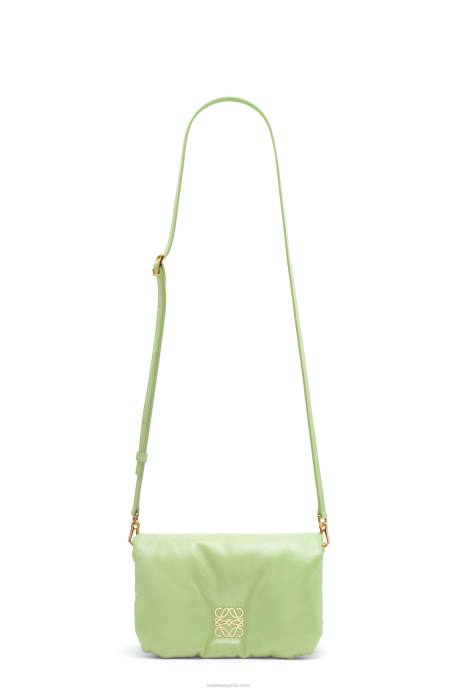 Loewe mujer bolso goya mini puffer de piel de cordero napa brillante LP64247 verde pálido claro