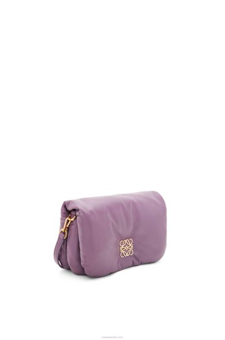 Loewe mujer bolso goya mini puffer de piel de cordero napa brillante LP64322 lavanda