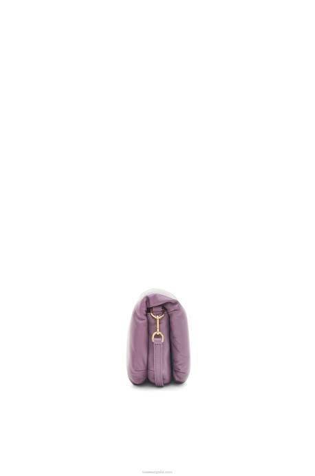 Loewe mujer bolso goya mini puffer de piel de cordero napa brillante LP64322 lavanda