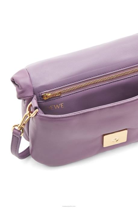 Loewe mujer bolso goya mini puffer de piel de cordero napa brillante LP64322 lavanda