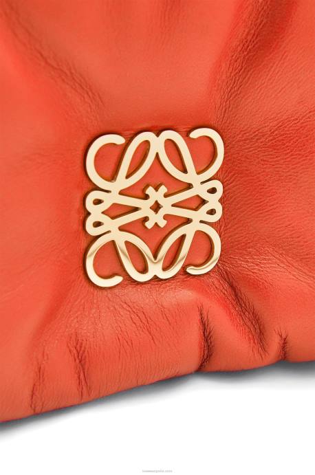 Loewe mujer bolso goya mini puffer de piel de cordero napa brillante LP64326 amanecer naranja